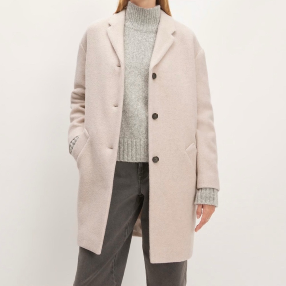 Everlane Italian Rewool Cocoon Coat in Oat | Size S